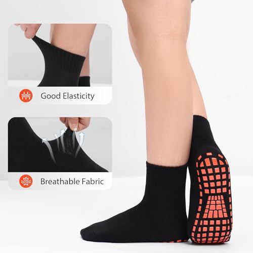 NOVAYARD 5 Pairs Non Slip Socks Non Skid Sticky Grippy Yoga Pilates Hospital Sock Men Women2
