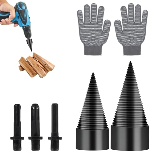 42mm/32mm Firewood Splitter Drill Bits，Cones Kindling Wood Splitting Logs Bits Tools, Firewood Log Splitter Drill Bits,Heavy Duty Electric Drills Screw Cone Driver with Round/Hex/Square/Shank