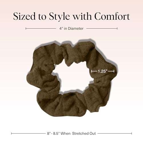 Image of Kitsch Scrunchies for Women - No Crease Hair Ties for Girls | Scrunchies For All Hair Types and Textures, Perfect for Day or Night | Ideal Gifts for Women - Moss Green, 5 Pcs