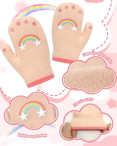 Evridwear Toddler Mittens Girl Boy Mittens 3 Pairs Knitted Stretch Gloves for Kids Toddler Winter Warm2