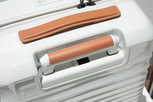 24" Lightweight Suitcase with USB Port, Wheel Lock, and Spinner Wheels, for Easy Travel, Creamy White2