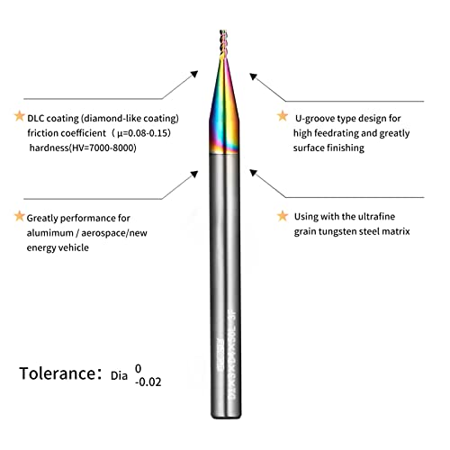 Image of Tools DLC Series Carbide Square End Mill, Diamond-Like Coating, End Mill for Aluminum, Copper, Magnesium Alloys, High Silicon Aluminum, Composite Materials, 3 Flute, Metric Size(D1-50L, 10pcs)