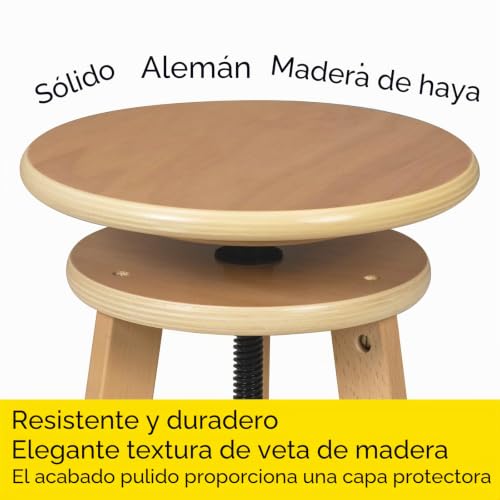 Miniatura 4 de Meeden Taburete De Dibujo De Madera: Taburete De Pintura Ajustable En Altura De 48 A 66 Cm - Taburete Para Dibujo Para Artistas Y Adultos - Taburete De Arte Para Estudio Barra Oficina Cocina, Natural