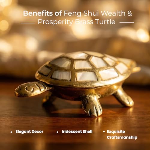 Image of Divine Hindu Feng Shui Wealth & Prosperity Brass Turtle - Ancient Symbol for Longevity, Career Growth, and Financial Stability - Perfect Home & Office Decor Gift | Dhanteras & Diwali Gift