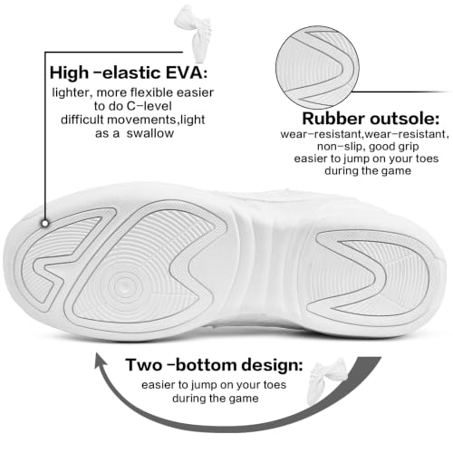 Image of Cheer Shoes for Youth Girls White Cheerleading Athletic Dance Shoes Tennis Sneakers for Competition Sport Training