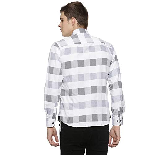 Image of CAHOOT Cotton Men Checkered Multicolour Button Up Collared Shirt for Casual Wear Crafted with Regular Sleeve Comfort Fit High Performance Everyday Large