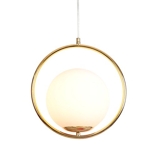 Lustre en métal moderne et verre blanc avec cordon réglable