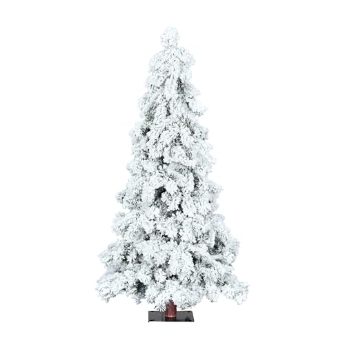 Vickerman 6' Flocked Spruce Artificial Christmas Tree, Unlit - Snow Covered Faux Tree - Seasonal Indoor Home Decor