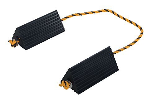 Image of Vestil AC-13 Rubber Wheel Airline Chock with Rope, 10 inch Width x 4-1 /2 inch Height x 5 inch Length