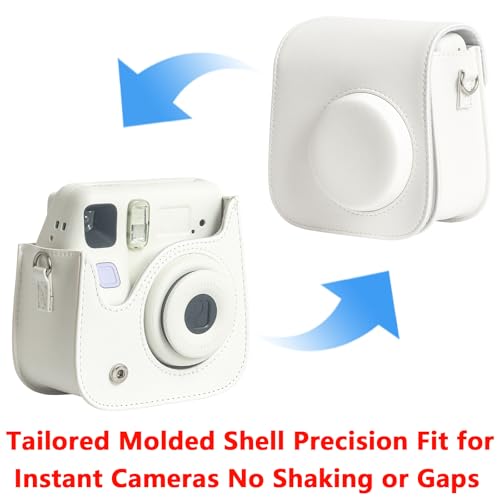 Funda para cámara Instax Mini SE 7+ 7 Plus, cuero PU blanca miniatura 4