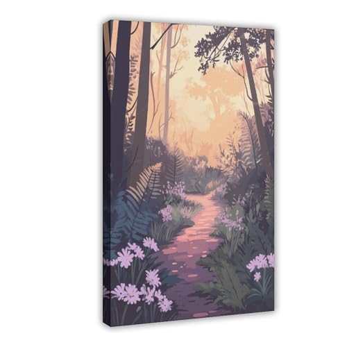 Forêt de Fougères Toile Décoration de Chambre Violette UTGN Tableau Paysage 40x60cm