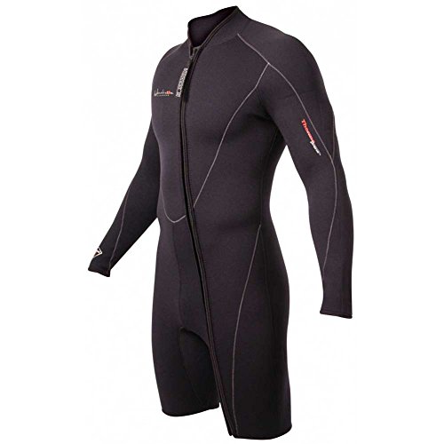 Chaqueta Henderson Thermoprene 7 mm para hombre con cremallera frontal, manga larga, corta, negra - talla M miniatura 1