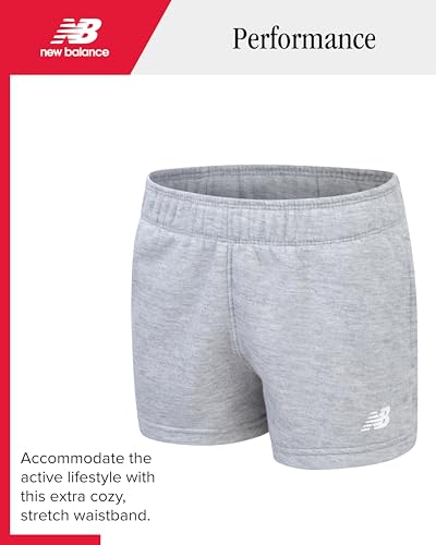 Image of New Balance Girls' Active Shorts Set - Fleece Hoodie Sweatshirt and Sweat Shorts - Cute Spring Outfit Set for Girls (7-12)