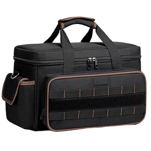 Tool Bag with 20 Pockets Portable Wide Mouth Tool Organizer for Electricians Mechanics Carpenters & HVAC Technicians Adjustable Shoulder Strap (17 Inch)