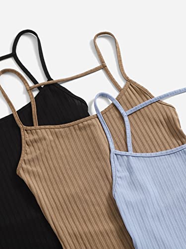 Floerns Women's Three Piece Sleeveless Solid Back Cami Rompers Backless Shorts Jumpsuit Outfit Muti L Multi #TOP3