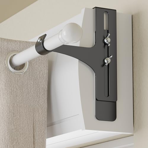 Lot de 2 supports de tringle à rideaux sans perçage, métallique et durable, convient à tous les coffres de volet roulant, Ø20-28 mm, tringle rideau sans perçage coffre volet roulant