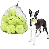 PUPTECK 12 Pack Dog Squeaky Tennis Balls for Pet Playing, High Vision Yellow Toy - 2.5 inches