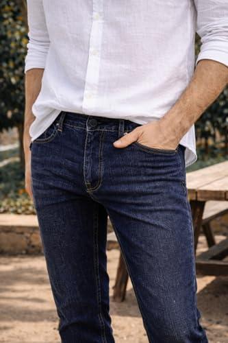 Image of Louis Philippe Men's Slim Fit Stretch Fabric for Comfort Premium Wash Aesthetic Authentic Twill and Durable Jeans