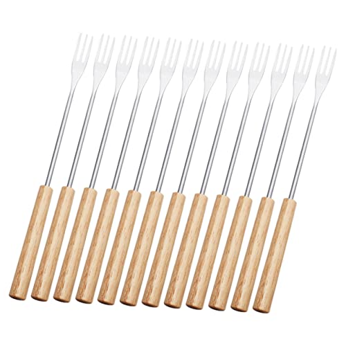 KICHOUSE 12pcs Chocolate Fondue Fork Fondue Dipping Forks Kabob Sticks Chocolate Dipping Forks Handle Fondue Forks Fondue Skewers Bbq Fork Helpful Fruit Forks Fondue Sticks Stainless Steel