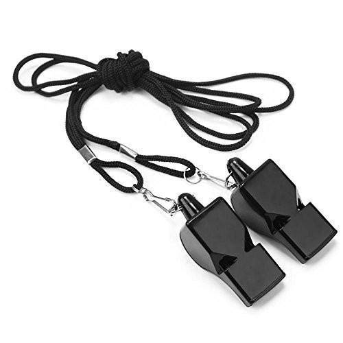 2 Whistle Safety Loud Pealess Outdoor Survival Soccer Boat Safety Lifeguard Rescue Marine Emergency (Black)