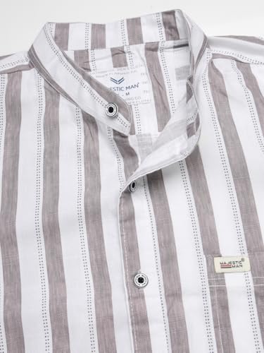 Image of Majestic Man Men's Pure Cotton Mandarin Collar Slim Fit Casual Shirt