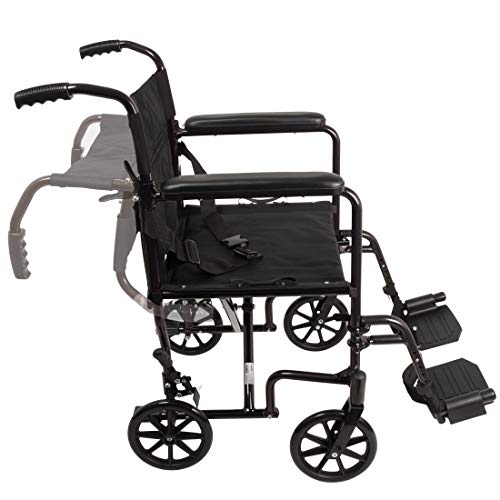 ProBasics Aluminum Transport Wheelchair - 19" Seat Wheel Chair Transport Chair - Black
