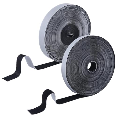 Image of 82FT x 1 Inch Hook and Loop Strips with Adhesive Rolls of Heavy Duty Self Adhesive Tape with Backing Sticky Back Tape for Home Office School and Crafting,Black