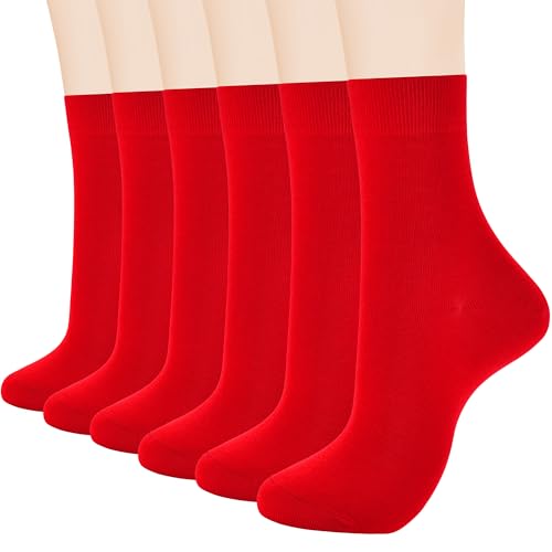 Image of ATBITER Women's Thin Cotton Crew Socks - Soft Above Ankle Bootie Casual Dress Socks 6-Pairs