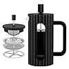 wedrink French Press Coffee Maker Cafetiere 350ml/12oz French Press Caffettiera Brewer Tea Maker with Heat Resistant Borosilicate Glass Stainless Steel Filter Black