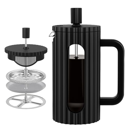 wedrink French Press Coffee Maker 12OZ, Heat Resistant Borosilicate Glass Carafe/Tea Maker Coffee Press Frother Brewer - Detailed View