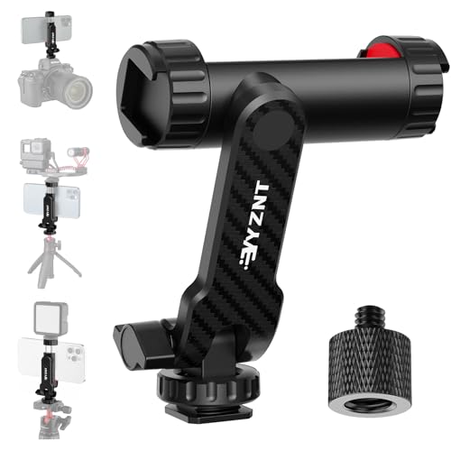 YZNT Handyhalterung für Stativ Universeller Stativ Handyhalterung mit 2 Standard-Kaltschuhe und 1/4-Zoll-Standardschraube 360 Drehbar & 180 Neigung Kompatibel mit iPhone Android & Kamera