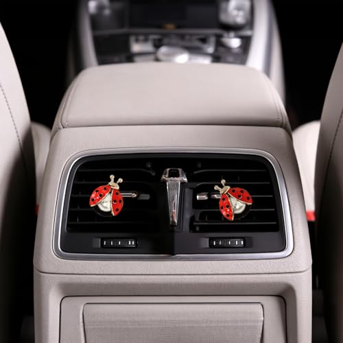 Image of 5 PCS Ladybug Car Decor, Bling Lady Bug Air Freshener Vent ClipsCar Accessories Decoration for Refillable Outlet Diffuser, Universal for Most Cars (Ladybug)