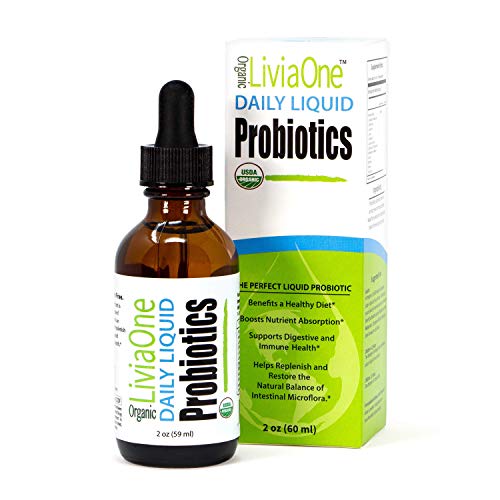 LiviaOne Daily Liquid Probiotics, USDA-Certified Organic Probiotics, Allergen- and Gluten-Free Vegan Probiotic for Women and Men, Non-GMO and Raw, 2 Fl Oz (Pack of 1)