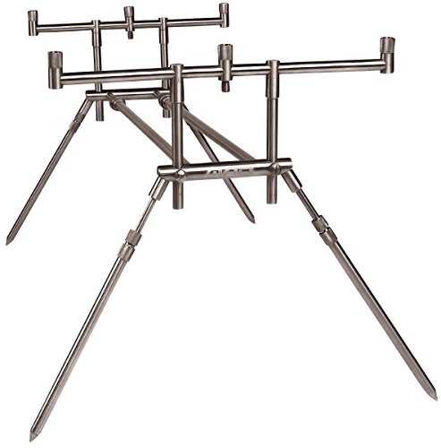 DAM MAD Compact Stainless Steel Rod Pod Rack For 3 Fishing Rods, incl 3 Rodrests (2913103) and 3 Buttcaps (11 07028), 2900022