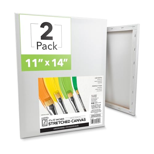 ArtSkills Stretched Canvas for Painting 11x14 Canvases Painting Supplies for Artists Blank Canvas Pack 2-Pack