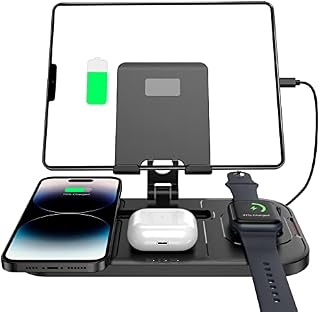 doeboe Wireless Charger for Apple Charging Station, 4 in 1 Wireless Charging Station for iPhone 14 Pro Max/13/12, AirPod Pro 3/2, Tablet Stand iPad Holder, Apple Watch Charger for iWatch 8/7/6/SE