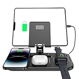 cargador para iphone 6 original apple 【Soporte plegable para tabletas】Ahorro de espacio y portátil, el soporte de ipad se puede guardar en un cajón o bolsa. Esta estación de carga para múltiples dispositivos hace que su viaje sea más fácil. ⚠Recomendamos que el ángulo se ajuste entre 0 y 90°, evita que el soporte del ipad se desequilibre. ⚠