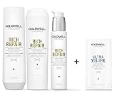 Goldwell Dualsenses Rich Repair Aufbau Set - Shampoo 250ml + Conditioner 200ml + 6 Effects Serum 100ml + Ultra Volume Kräftigender Shampoo Sachet 10ml