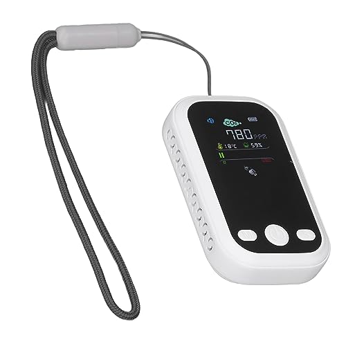 Detektor CO2 Typ C Ekran IPS Detektor CO2, Miernik CO2 Tester Temperatury i Wilgotności z Czujnikiem Podczerwieni NDIR dla Fabryk i Rodzin Monitorowanie Jakości Powietrza (WHITE)