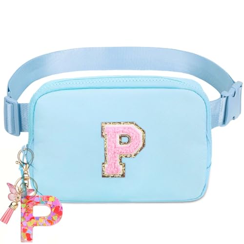 Image of Belt Bag for Girls Gifts - Birthday Gifts for Teenager, Personalized Gifts for Mom Freind Sister Teacher, Graduation GiftsInitial Crossbody Bag Belt Bag for Women Lavender Blue P