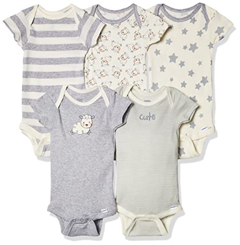 Image of Gerber baby-girls 5-pack Short Sleeve Variety Onesies Bodysuits