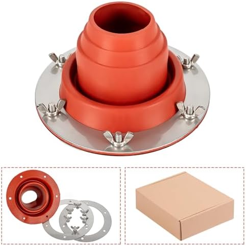 Tceapoo Tent Stove Jack Kit, Silicone High Temp Flexible Roof Jack Pipe Boot Metal Roofing Pipe Flashing for Bell Tent,Yurt,Wood Burner,Travel Stove (Pipe OD 1 3/4"-3 1/4")