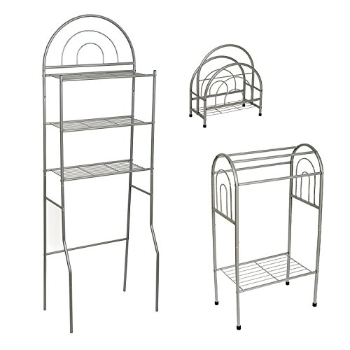 Zpc Zenith Products Corporation Zenna Home Bbn25, 3-Piece Bath In A Box, Spacesaver, Towel Rack, Magazine Rack, Satin Nickel #TOP18