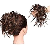 Hair Extension Haarverlängerung Haarteil Haargummi Hochsteckfrisuren Brautfrisuren VOLUMINÖS Gewellter Unordentlicher Dutt PferdeschwanzHellbraun bis Braun