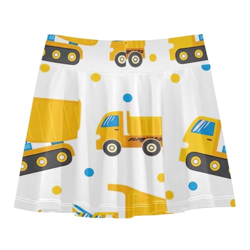 Joisal Cute Yellow Construction Trucks Kids Tennis Skirts Navy Athletic Shorts for Girls Skorts Pleated Skort 4t2