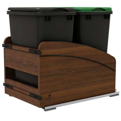 Rev-A-Shelf Double Pullout Trash Can w/Soft-Close, Min Opening 15" W, 35 Qt