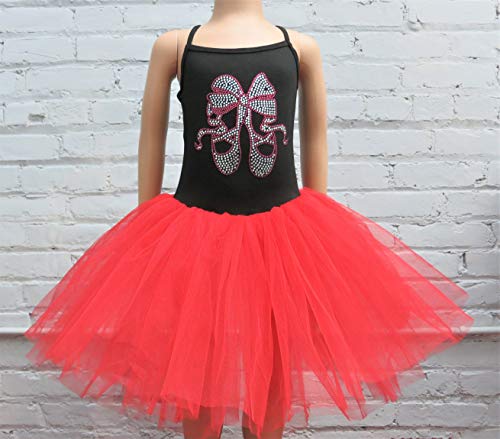 Black Red Rhinestone Ballet Shoes Bow Ballet Dress Girl's2