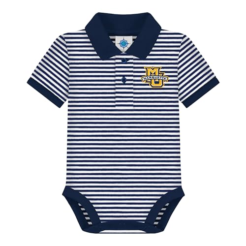 College logo striped polo bodysuit for babies (0-12 months)