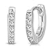 925 Sterling Silver White CZ young ladies Hoop Huggie Earrings