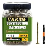 Structural Wood Screws, 100Pcs #14 x 3 inch Heavy Duty Rust Resistant Lag Screws, Torx Star Drive Tan Coated Exterior Construction Screws for Decks, Fences, Framing, Comes with Matching Bit